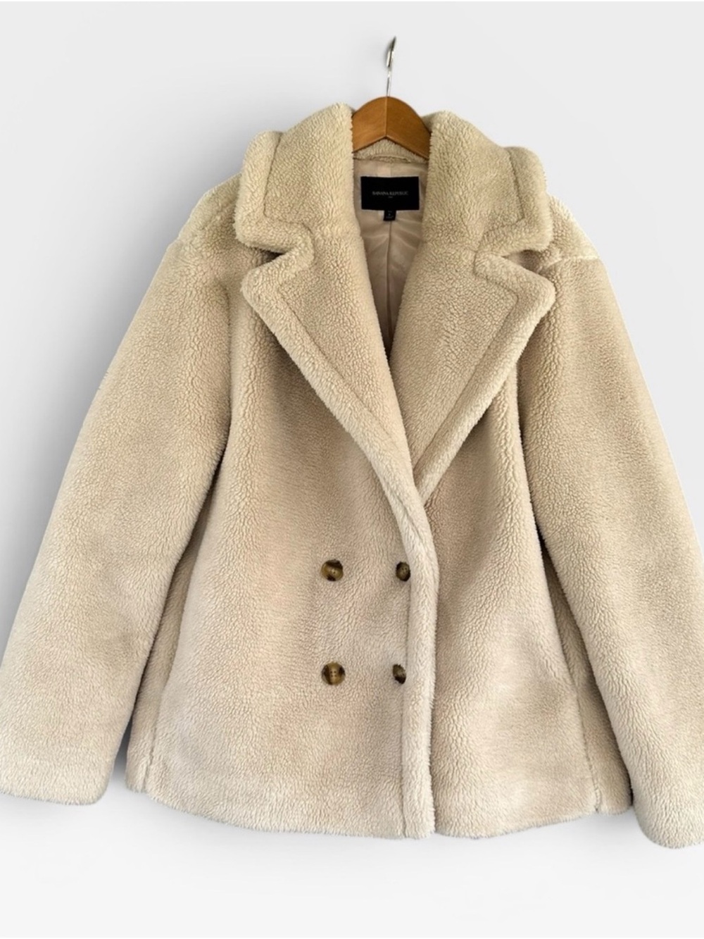 Banana Republic Cream Faux Shearling Teddy Jacket